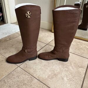 Tory Burch Claire Riding Leather Boots Brown Size 10